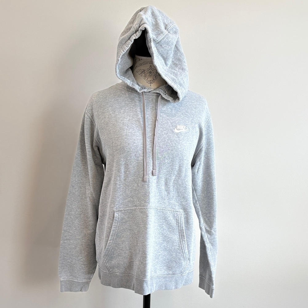 Nike Light Gray Heather Pullover Hoodie with Logo